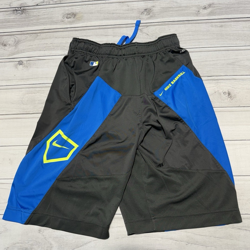 Nike Baseball Shorts Mens Small Black Blue Training Dri-FIT MLB 574358-061
